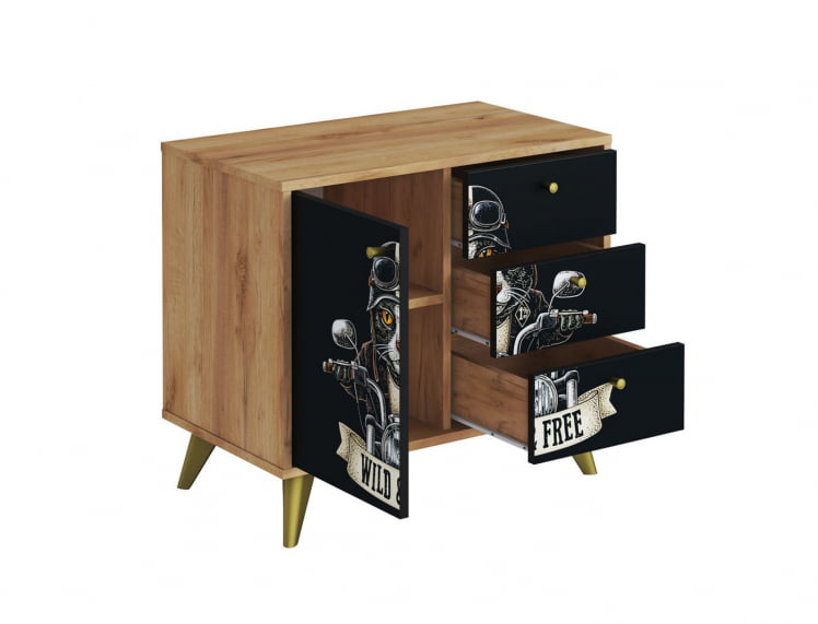 Комод Фьюжн КМ-002 дуб крафт золотой/BIKER CAT_1