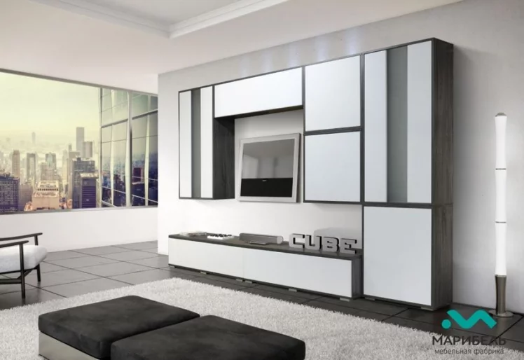 Тумба Куб К03 Белый софт Черный ясень_2