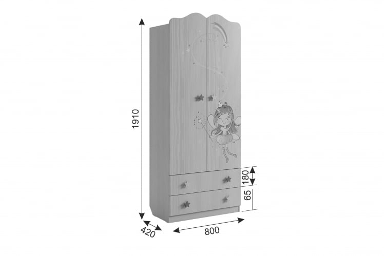 Шкаф комбинированный (с ящ. 2-створчатый) Чудо MDW-01 Белый рамух_10