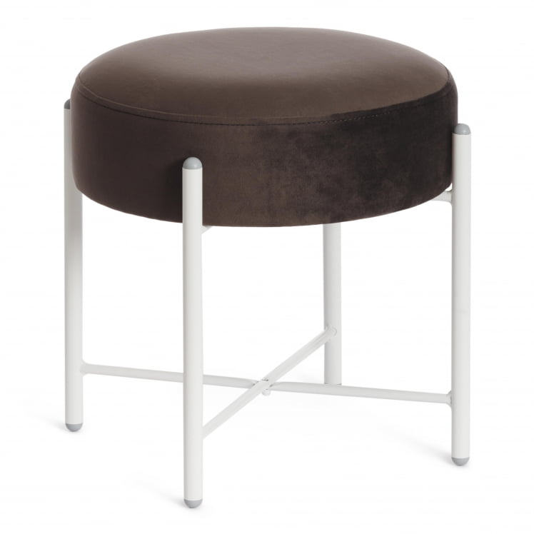 Банкетка AMBER металл, ткань, 41*41*40 см, темно-коричневый/белый_0