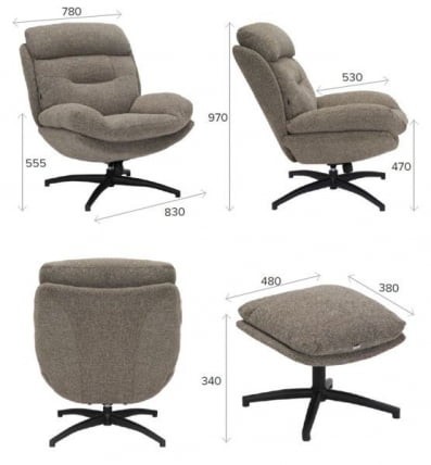 Кресло-реклайнер Everprof Kiwi Ткань Светло-коричневый_4