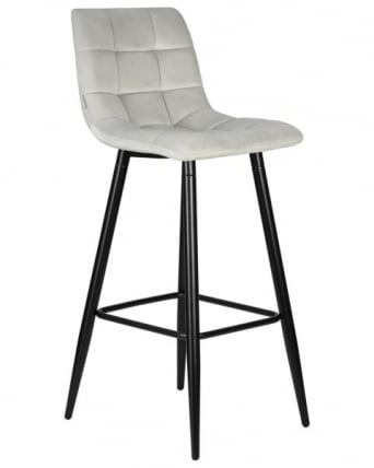Стул барный ДОБРИН НИCОЛЕ (черные матовые ножки, светло-серый велюр (108-52)) 2 шт / DOBRIN NICOLE_2
