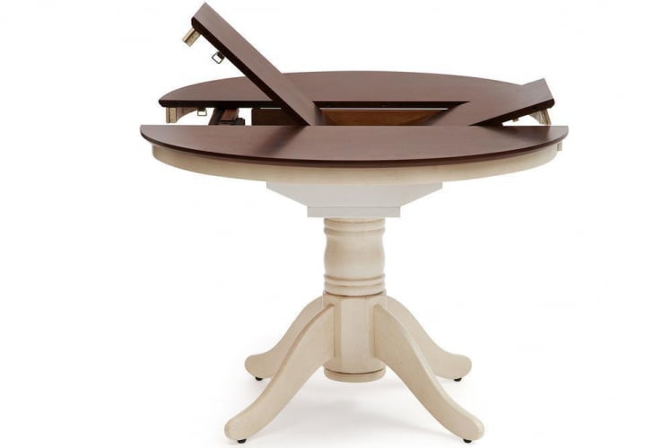 Стол обеденный раскладной Cairo / Каир (CT4260) дерево гевея, 100(133)х100х75см, Античный белый/Темный Дуб_2