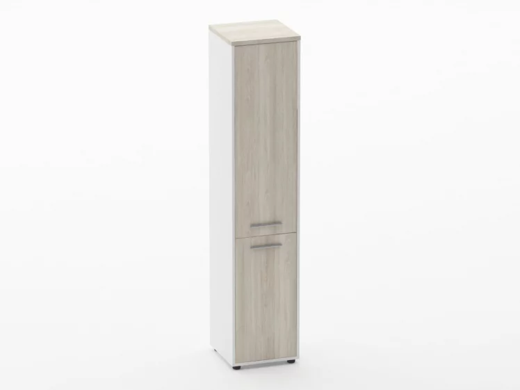 Шкаф 4 узкий закрытый Deka 10.19.15Л Дуб Сантана светлый/Белый_0
