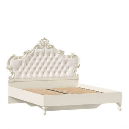 Кровать двуспальная 1600 с тумбами с подъемным механизмом с мягким изголовьем Маркиза 08 Алебастр Шампань_6