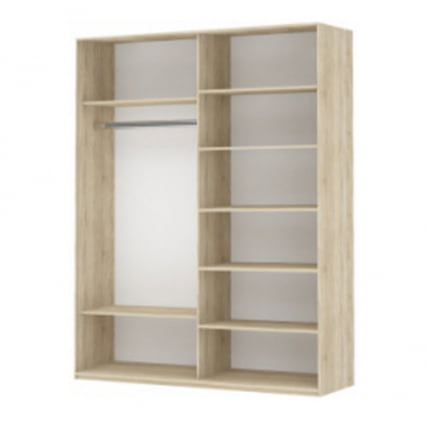 Шкаф-купе двухдверный Прайм 1600 ДСП/Белое стекло Венге_1