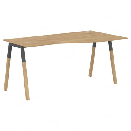 Стол эргономичный правый Forta FCT 1567 R Дуб Гамильтон Черный графит_0