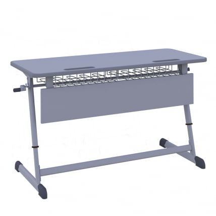 Парта двухместная НОМАД В с ручной регулировкой высоты (рост 4-6) Серый/Серый / NOMAD V_0