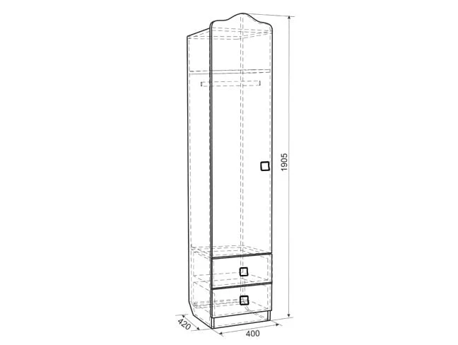 Шкаф комбинированный с ящ. 1-створчатый Амели модуль 02 Дуб млечный_1