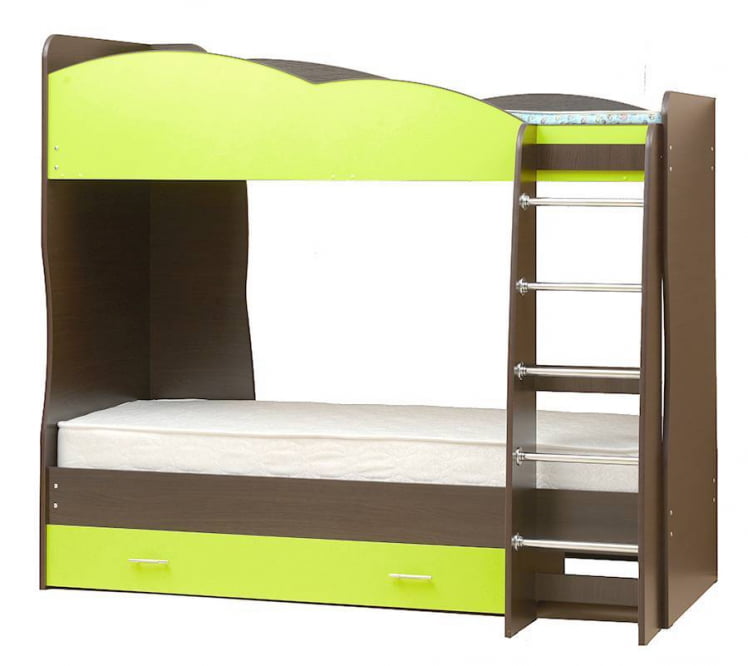 Кровать детская двухъярусная Юниор-2.1 Венге/Лайм_0