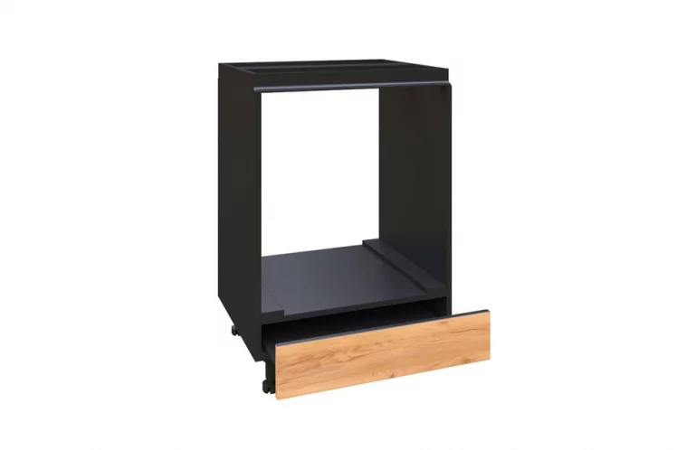 Тумба кухонная 600 для встраиваемой техники Шервуд ЛД 281.250.000.010 Черная Дуб золотой_1