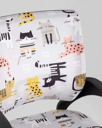 Кресло детское ТопЧаирс Симпле СН ДЖуниор принт Блуе Катс пластик черный / TopChairs Simple SN Junior Blue Cats_11