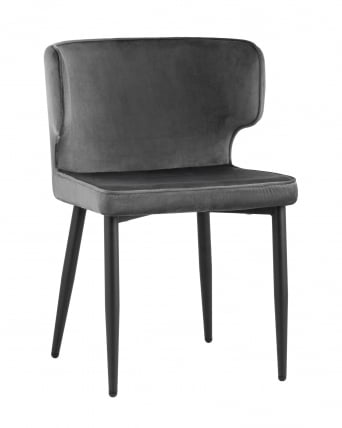 Стул Матео черные ножки велюр Серый_0