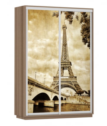 Шкаф-купе двухдверный Экспресс Дуо 1400х2400h Париж/Ясень шимо тёмный_0