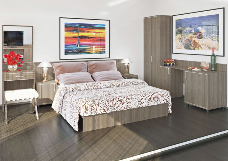 Кровать с ортопедическим основанием и изголовьем LIGHT С-КИ-160 Вяз Благородный_1