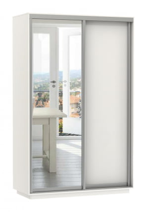 Шкаф-купе двухдверный Экспресс Дуо Медиум 1400х2200h Белый снег_0