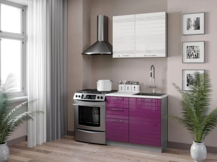 Кухонный гарнитур 1500 Анастасия №5 Белый Ежевика_0