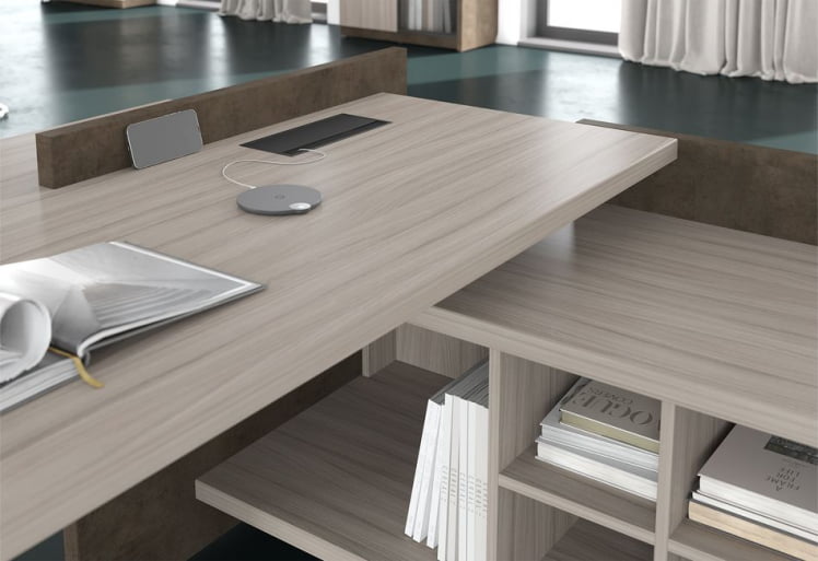 Стол руководителя правый WOOD&STONE СФ-531202 Дрифтвуд Бетон Чикаго темный_3