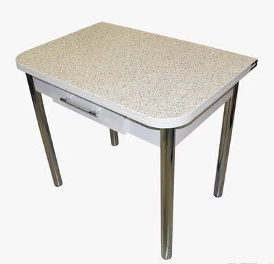 Стол обеденный Ломберный с ящ ХРОМ 1 кат. 4020 мат ЛДСП Белый_0