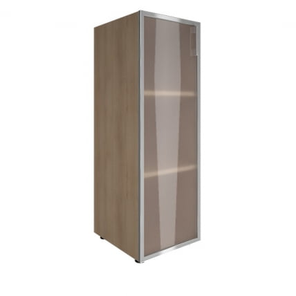 Шкаф книжный средний со стеклом в раме Lacobel без топа YALTA LT-SU 2.4R black Снежная Патина_0