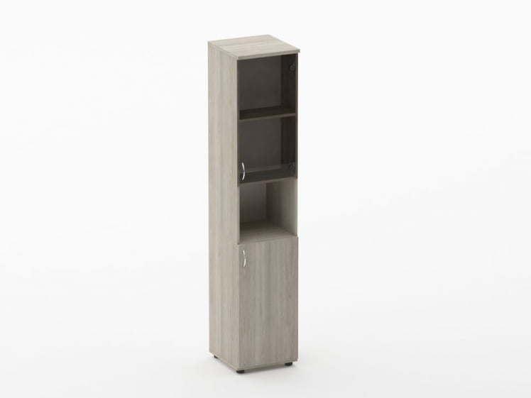 Шкаф высокий со стеклом и нишей Twin 16.16.16Пр Дуб Сантана светлый_0