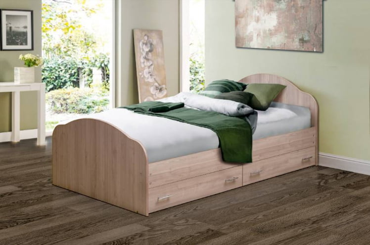 Кровать с ящиками на уголках №1 ЛДСП 1400*2000 Бук_0