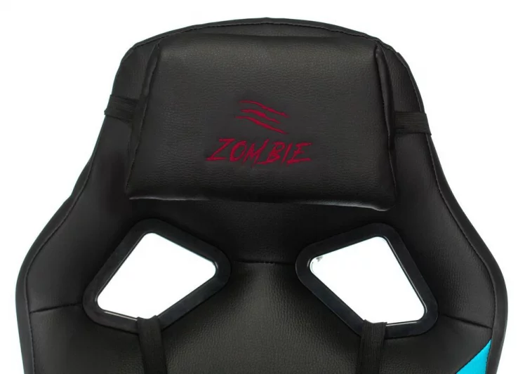Геймерское кресло Бюрократ ZOMBIE DRIVER Черный-голубой_5