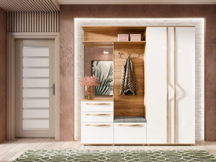 Шкаф двухстворчатый Марта-2 ЛД 136.020.000 Дуб золотой Белый глянец_1