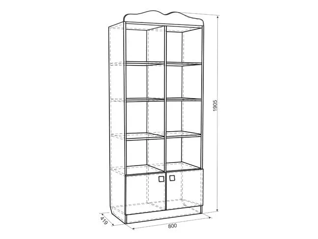 Стеллаж Амели модуль 04 Дуб млечный_1