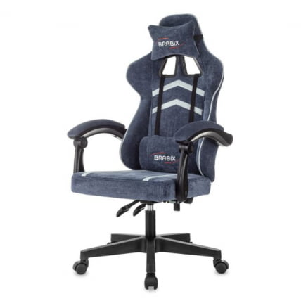 Кресло компьютерное BRABIX Shooter GM-123, 2 подушки, ткань, синее/серое_2
