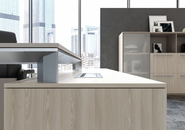 Комплект мебели для кабинета руководителя Atlas №03 Ясень Наварра Алюминий_3