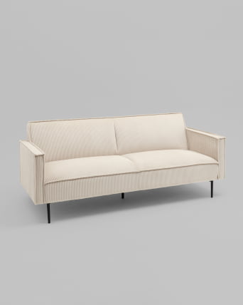 Диван прямой Кассель Д велюр рельефный молочный_1