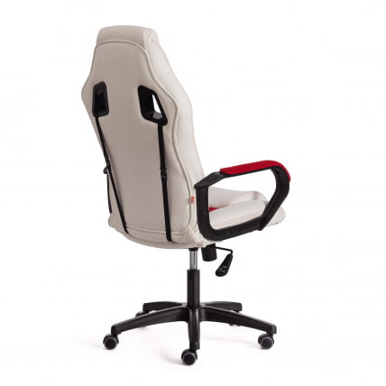 Кресло DRIVER (22) кож/зам/ткань, белый/красный, 36-01/TW-08_2