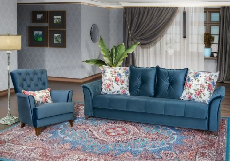 Диван-кровать Ирис ТД 964 Синий Фибра Менуэт_1