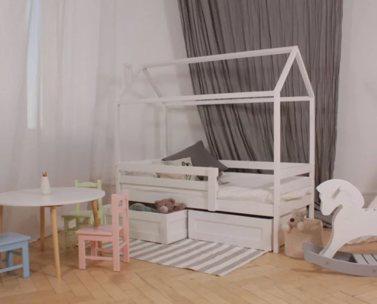 Кровать-домик RooRoom кд-33Р с ящиками Розовый_0