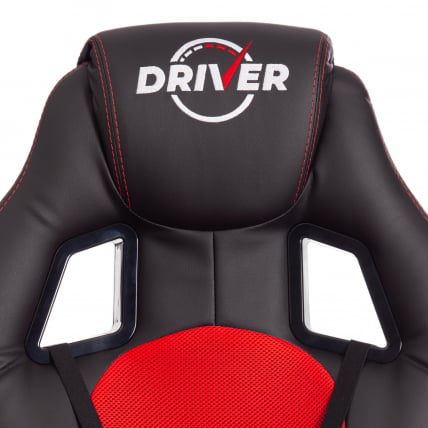 Кресло DRIVER (22) кож/зам/ткань, черный/красный, 36-6/TW-08_7