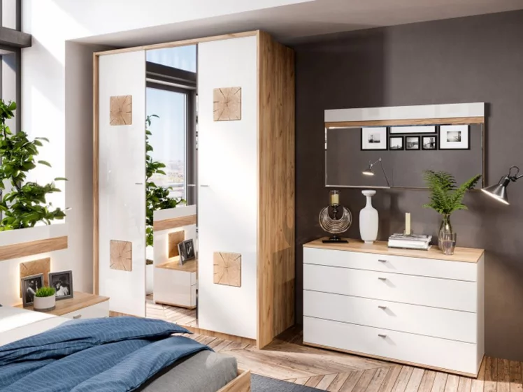 Спальный гарнитур Фиджи №5 Дуб Золотой Белый_2