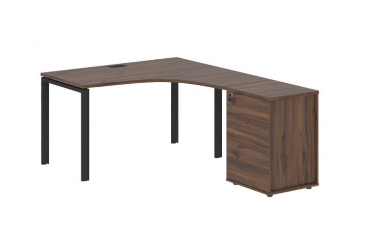 Стол эргономичный с тумбой правый EDIS EUCET 1318 R Дуб Денвер темный Черный_0