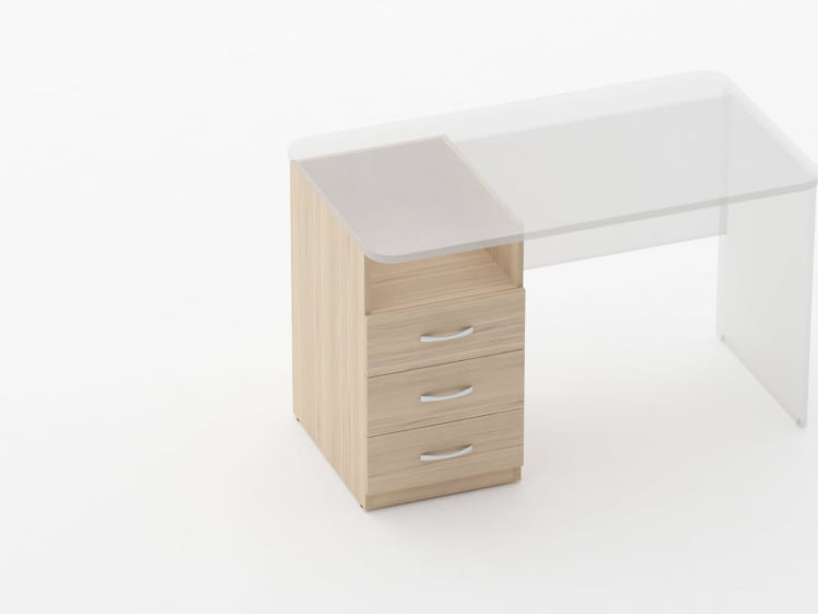 Тумба встраиваемая в стол на 3 ящика с нишей Glassy 3.12.12 Бук светлый_1