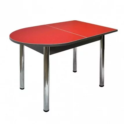 Стол обеденный Пристенный ХРОМ 1 кат. белый глянец ЛДСП белый_0