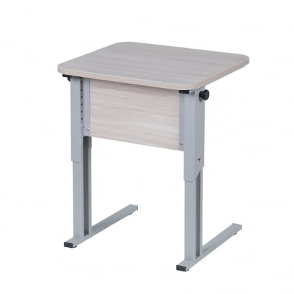 Парта одноместная рост 3-7 эргономичная Белая ЛДСП/Серая кромка/Металл Серый_0