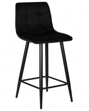 Стул полубарный DOBRIN OLIVIA (черные матовые ножки, черный велюр (108-77))_0