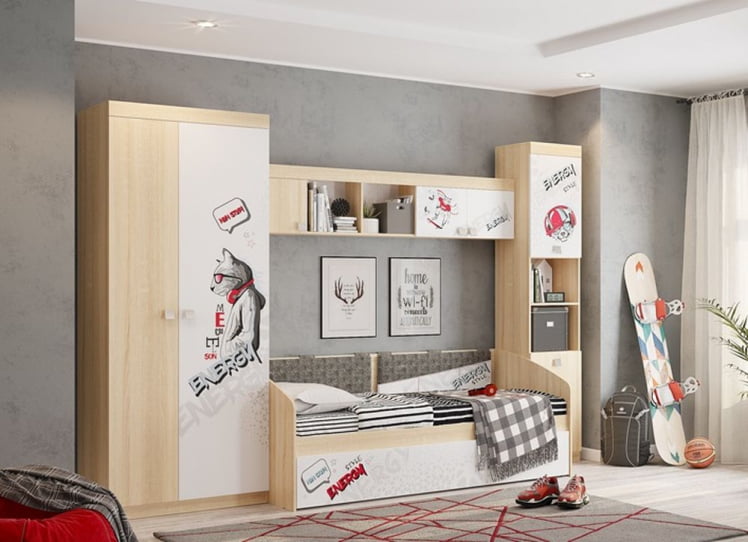 Шкаф двустворчатый Энерджи MDE-01 Дуб сонома Белый_3