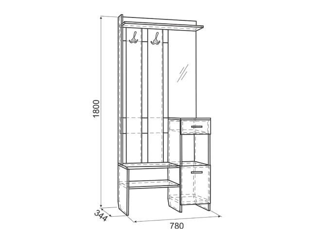 Прихожая Яр ПР-0025 Ясень шимо светлый Ясень шимо темный / PR-0025_1