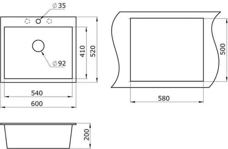 Кухонная мойка GRANULA 6001 Базальт_1