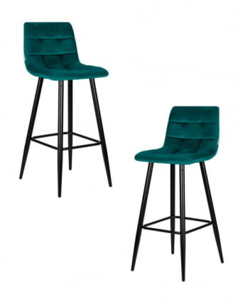 Стул барный ДОБРИН НИCОЛЕ (черные матовые ножки, морской волны велюр (108-119)) 2 шт / DOBRIN NICOLE_0