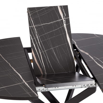 Стол MANZANA ЛДСП/HPL/металл, 100 х 100+30 х 75 см, Мрамор черный/черный_7