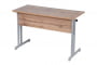 Парта двухместная с прямыми углами (рост 6) Белая ЛДСП/Серая кромка/Металл Серый_3682472